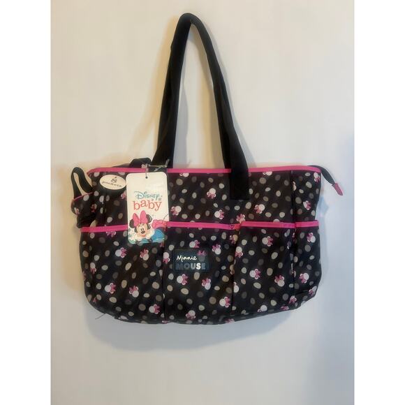 Disney Baby Minnie Mouse Diaper Bag 8
Pockets Black 4 Piece Accessory Set - Picture 1 of 12